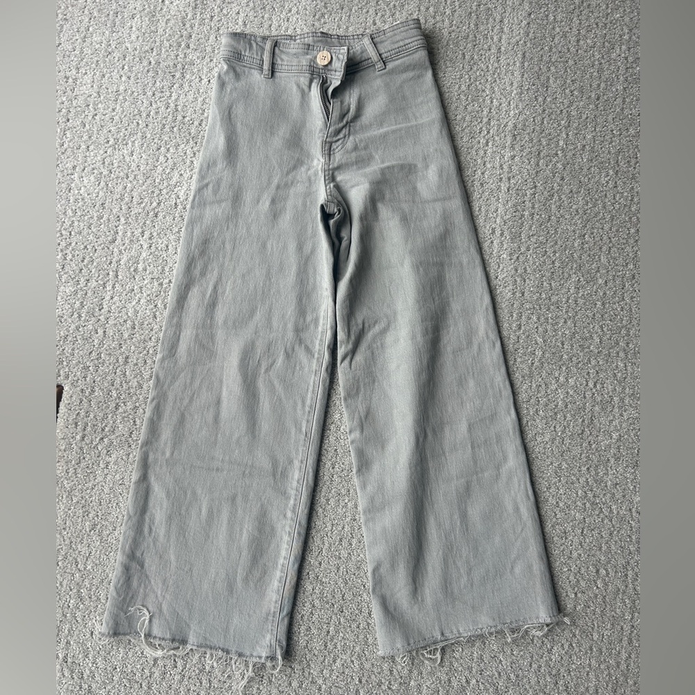 Girls Gray Wide-Leg Jeans